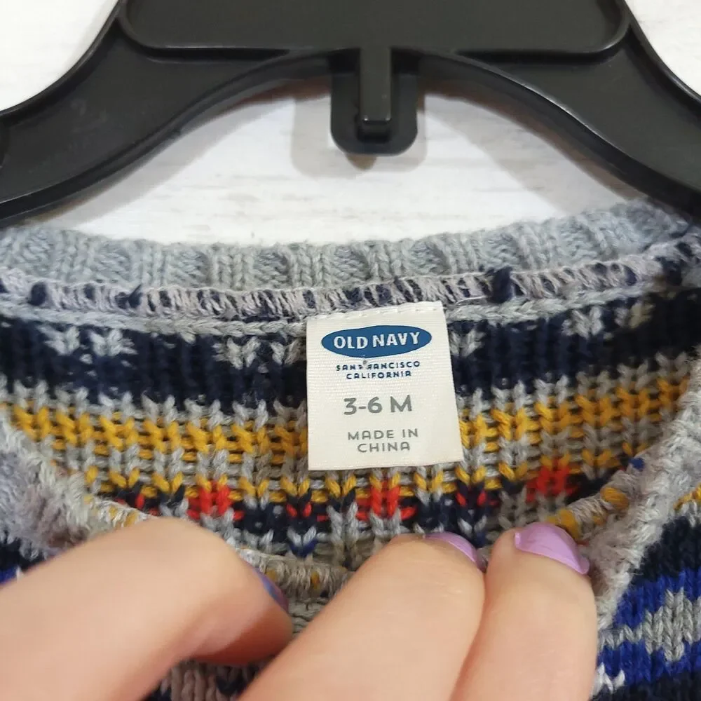 Old Navy Fair Isle Sweater for Baby Colorful Patterned‎ Knit Sweater Size 3-6 M